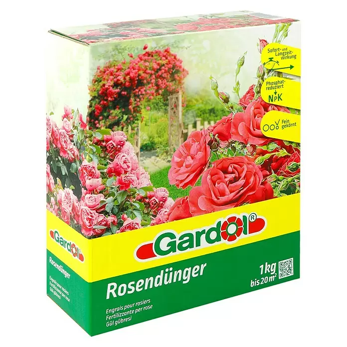 Gardol Rosendünger - 1 kg, Inhalt ausreichend für ca.: 20 m² - Diagonale Ansicht