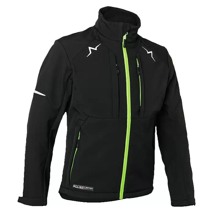 Kübler Pulse Softshell-Jacke - Konfektionsgröße: L, Schwarz/Neongrün - Diagonale Ansicht
