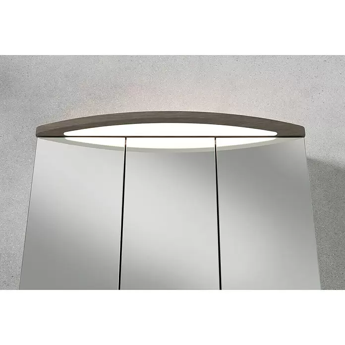 Camargue Swing LED-Spiegelschrank - B x H: 80 x 70,5 cm, Mit Beleuchtung, Spanplatte, Eiche Maron - Stimmungsaufnahme