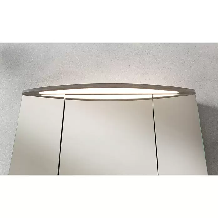 Camargue Swing LED-Spiegelschrank - B x H: 120 x 70,5 cm, Mit Beleuchtung, Spanplatte, Eiche Maron - Stimmungsaufnahme
