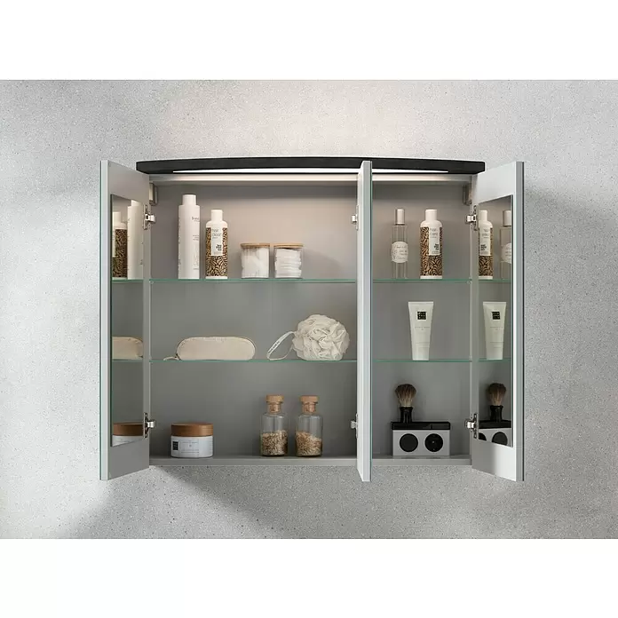 Camargue Swing LED-Spiegelschrank - B x H: 80 x 70,5 cm, Mit Beleuchtung, Spanplatte, Darkoak - Stimmungsaufnahme