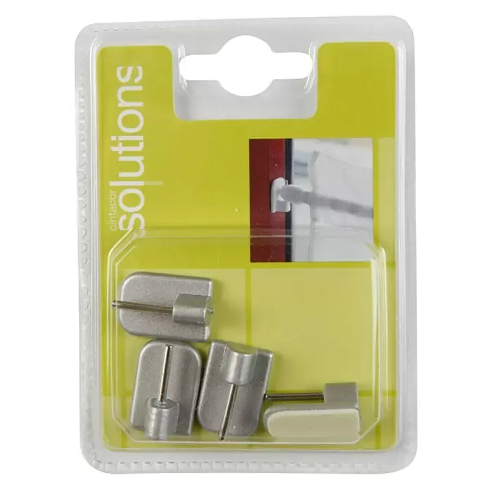 Soporte de pared adhesivo - Plata, L x An x Al: 1,2 x 1,7 x 2,4 cm, Pegado - Vista frontal