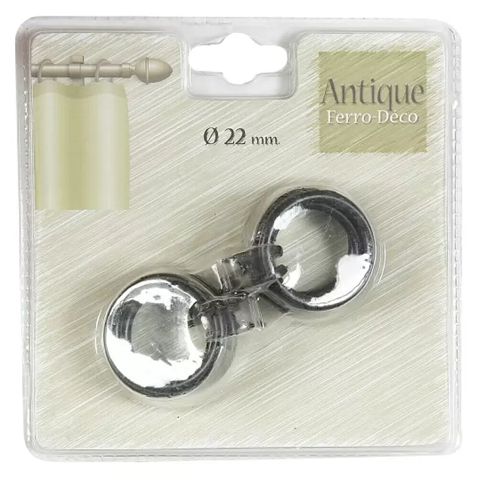 Anilla para cortinas Antique - 8 ud., Diámetro: 22 mm, Negro - Vista frontal