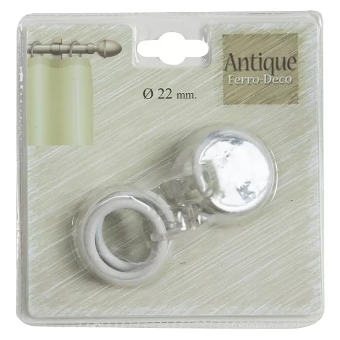 Anilla para cortinas Antique - 8 ud., 22 mm, Blanco - Vista frontal