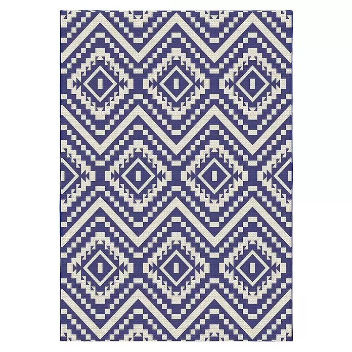 Outdoor-Teppich Monza - Blau/Weiß, 170 x 120 cm, 100 % Polypropylen - Vorderansicht