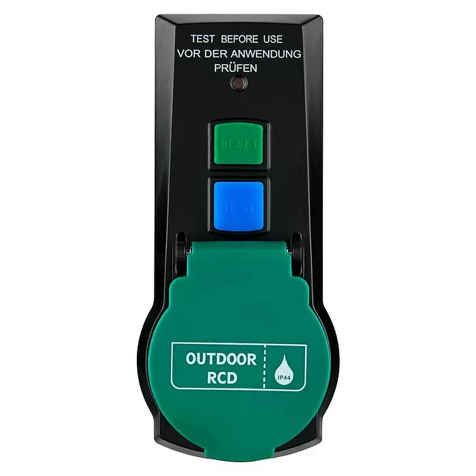FI-Adapter Außen - 230 V, 16 A, Bemessungsfehlerstrom: 0,03 A, IP44 - Vorderansicht