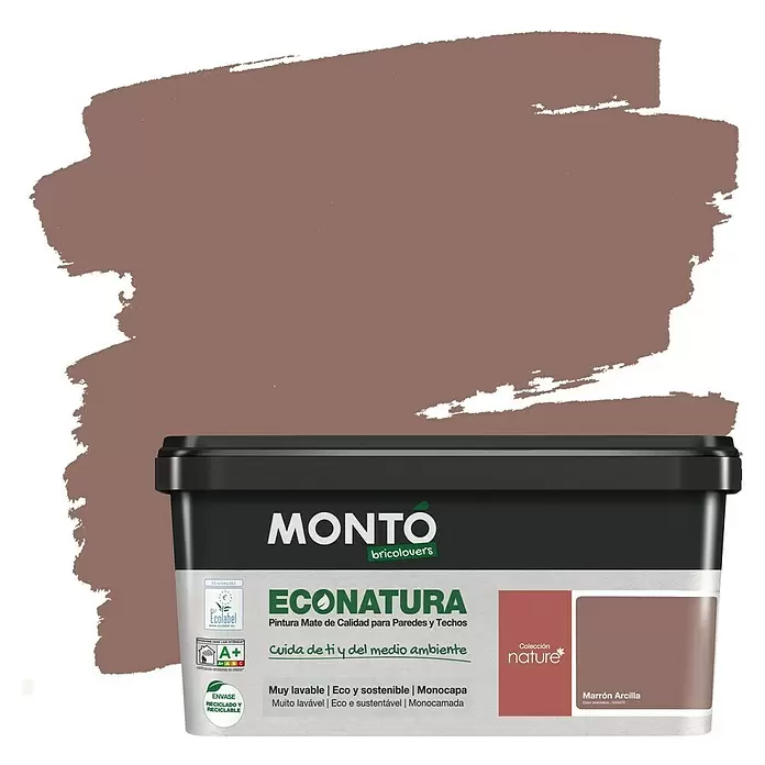 Montó Bricolovers Pintura para paredes Econatura - Marrón Arcilla, 4 l, Mate - Vista frontal
