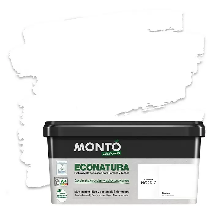 Montó Bricolovers Pintura para paredes Econatura - Blanco, 4 l, Mate - Vista frontal