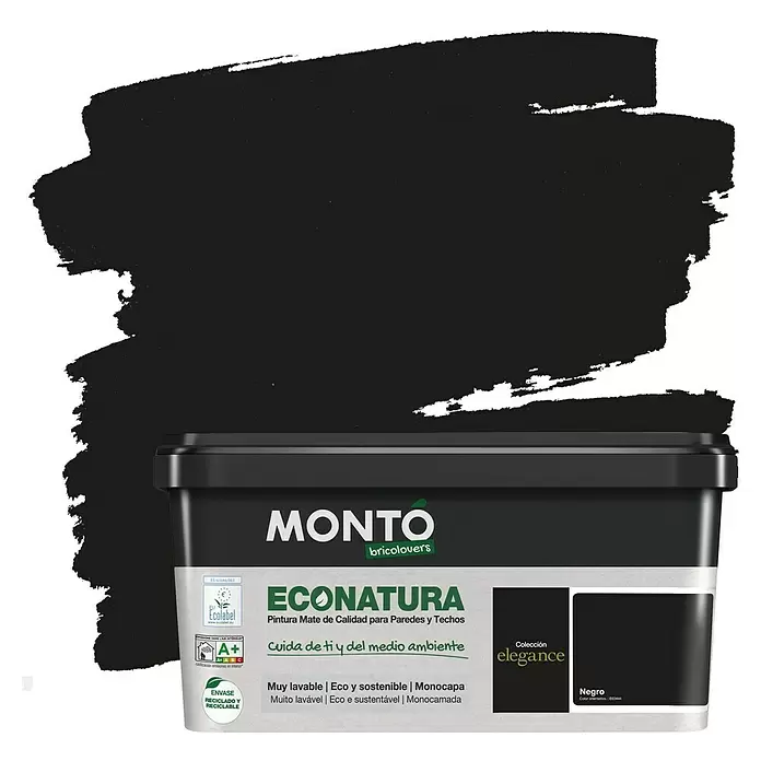 Montó Bricolovers Pintura para paredes Econatura - Negro, 4 l, Mate - Vista frontal