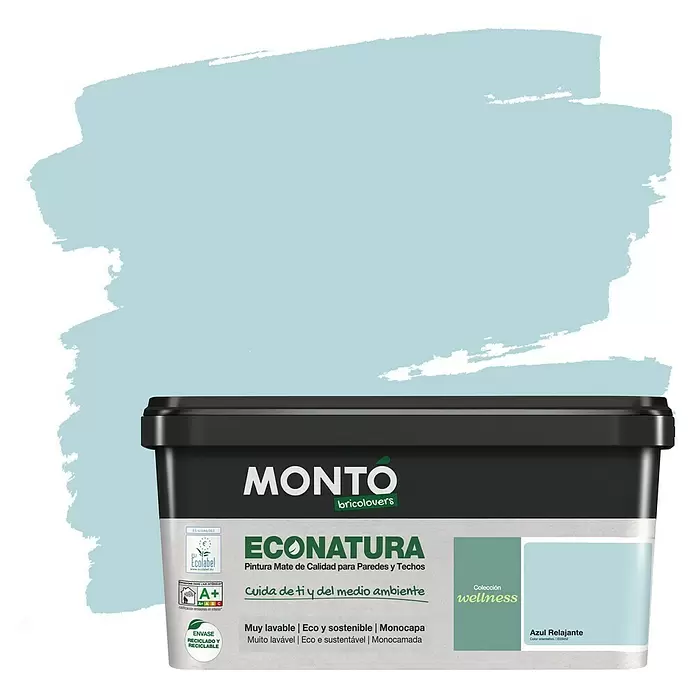 Montó Bricolovers Pintura para paredes Econatura - Azul Relajante, 4 l, Mate - Vista frontal