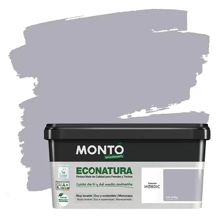 Montó Bricolovers Pintura para paredes Econatura - Lila Gralig, 4 l, Mate - Vista frontal