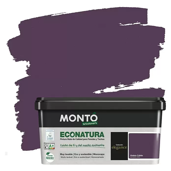 Montó Bricolovers Pintura para paredes Econatura - Violeta Cálido, 4 l, Mate - Vista frontal