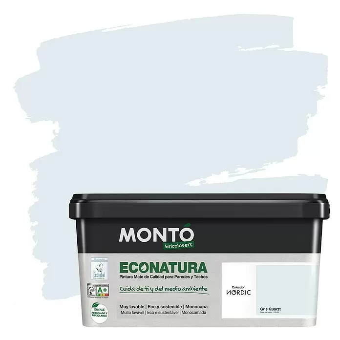Montó Bricolovers Pintura para paredes Econatura - Gris Quartz, 4 l, Mate - Vista frontal
