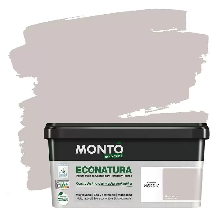 Montó Bricolovers Pintura para paredes Econatura - Rosa Varen, 4 l, Mate - Vista frontal