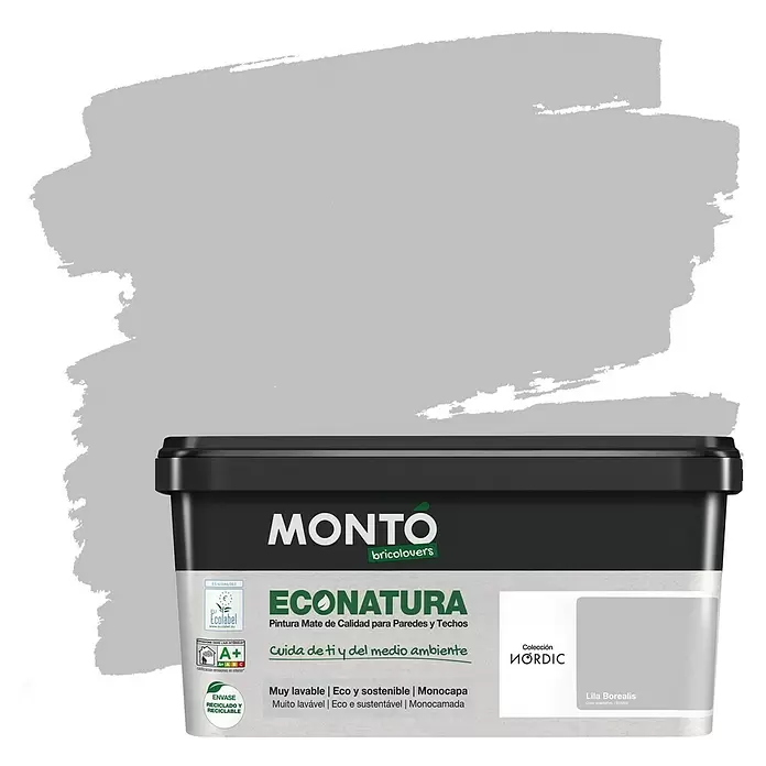 Montó Bricolovers Pintura para paredes Econatura - Lila Borealis, 4 l, Mate - Vista frontal