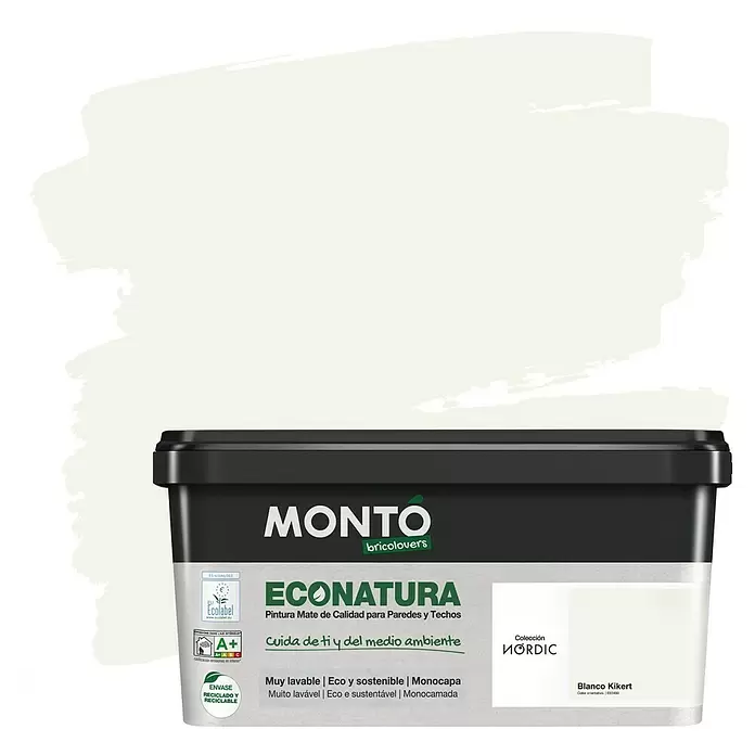 Montó Bricolovers Pintura para paredes Econatura - Blanco Kikert, 4 l, Mate - Vista frontal