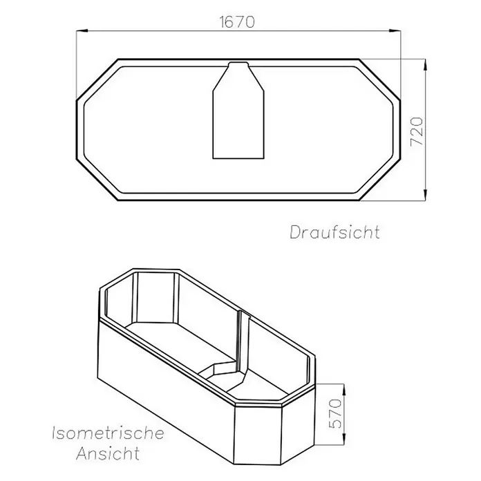 Ottofond Badewannenträger Dakar - Passend für: Badewanne Dakar 170 x 75 cm - Skizze