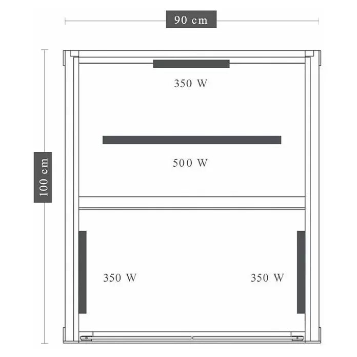 Sanotechnik Infracrvena sauna Ruby 1 - 4 infracrvena radijatora, 100 x 90 x 195 cm - Skica