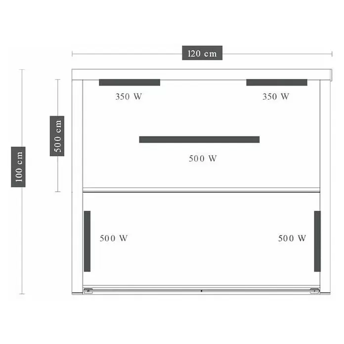 Sanotechnik Infracrvena sauna Ruby 2 - 5 infracrvenih reflektora, 120 x 100 x 195 cm - Skica