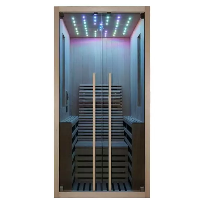 Sanotechnik Infracrvena sauna Carbon 1 - 1.750 W, 9 karbonsko-magnezijskih grijaćih ploča, 130 x 100 x 195 cm - Pogled sprijeda