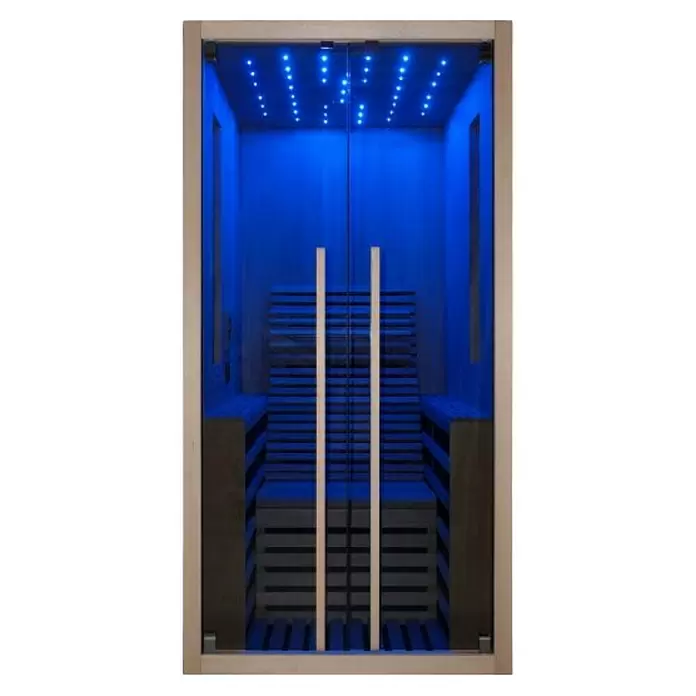Sanotechnik Infracrvena sauna Carbon 1 - 1.750 W, 9 karbonsko-magnezijskih grijaćih ploča, 130 x 100 x 195 cm - Pogled sprijeda