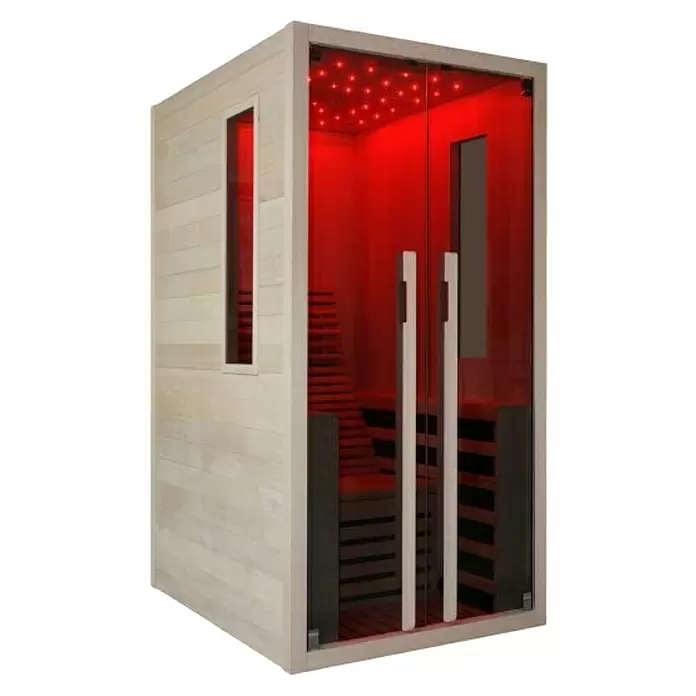 Sanotechnik Infracrvena sauna Carbon 1 - 1.750 W, 9 karbonsko-magnezijskih grijaćih ploča, 130 x 100 x 195 cm - Dijagonalni pogled