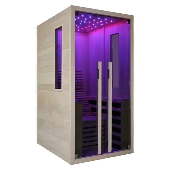 Sanotechnik Infracrvena sauna Carbon 1 - 1.750 W, 9 karbonsko-magnezijskih grijaćih ploča, 130 x 100 x 195 cm - Dijagonalni pogled