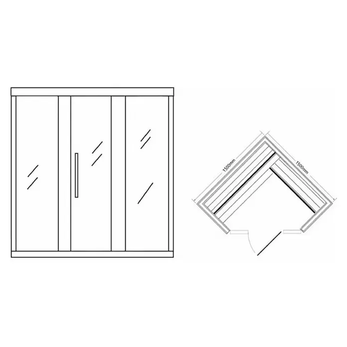 Sanotechnik Finska sauna Tallinn - 150 x 150 x 150 cm - Skica