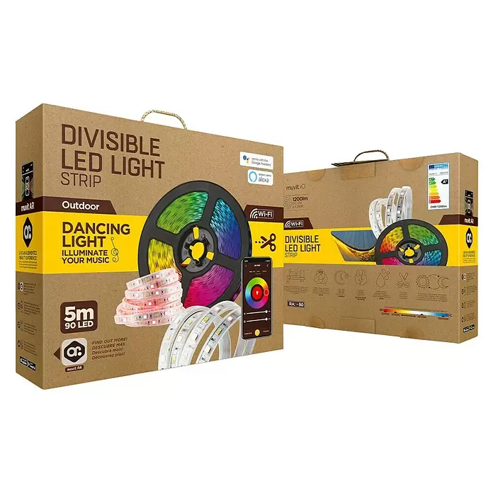 Muvit iO Tira LED inteligente WiFi RGB+CCT - Largo: 5 m, RGB, Para exterior - Vista angular