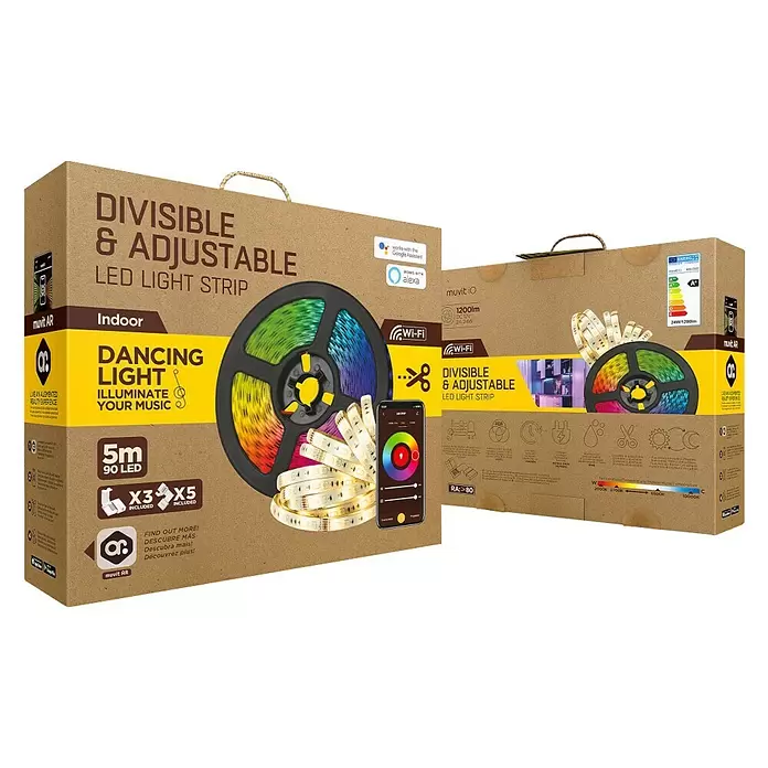 Muvit iO Tira LED inteligente WiFi RGB+CCT - Largo: 5 m, RGB, Para interior - Vista angular