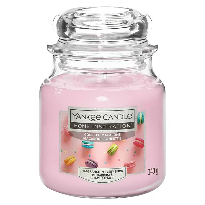 Yankee Candle Home Inspirations Duftkerze - Im Glas, Confetti Macarons, Medium - Vorderansicht
