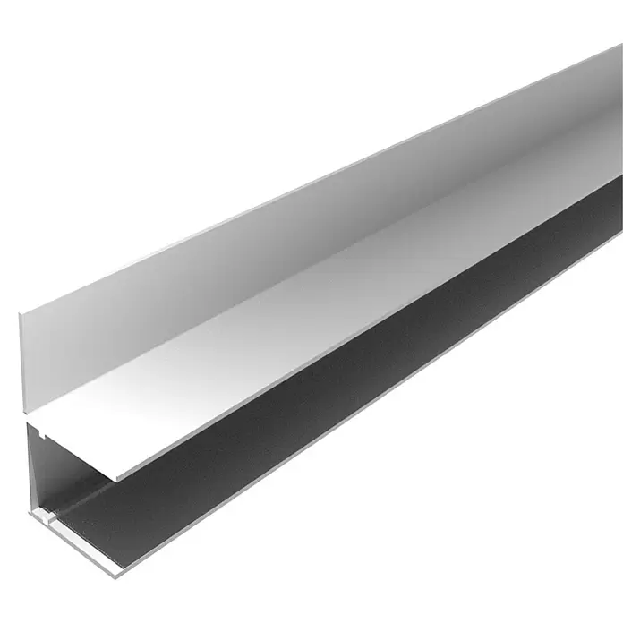 U-Profil - 250 cm x 16 mm, Seitliche Lasche, Aluminium, Silber - Detailaufnahme