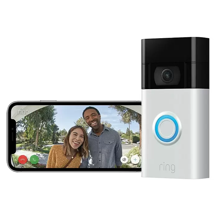 Ring Türklingel mit Kamera Gen.2 Video Doorbell 1 - Nickel matt, 1.080 Pixel (Full HD), 2,8 x 6,2 x 12,65 cm - Vorderansicht