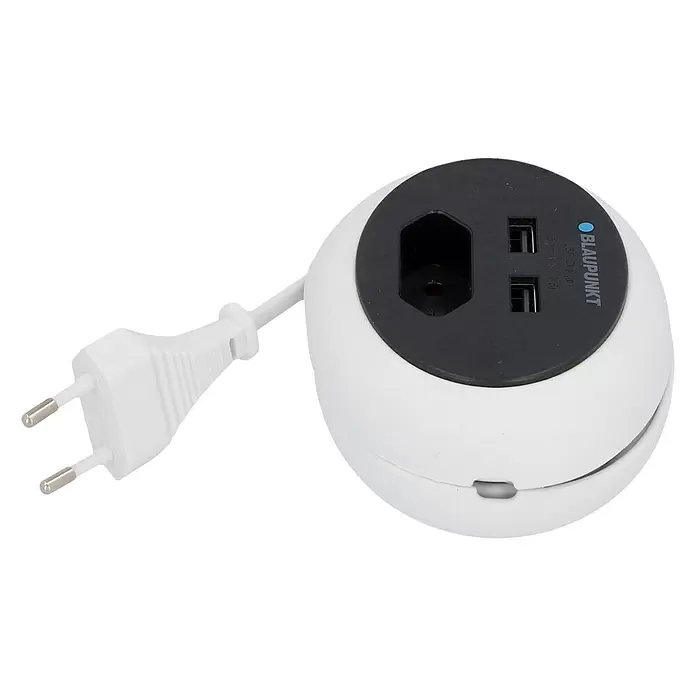 Blaupunkt Steckdosenleiste - Weiß/Schwarz, Kabellänge: 1,2 m, 2 USB-Anschlüsse - Ansicht von oben