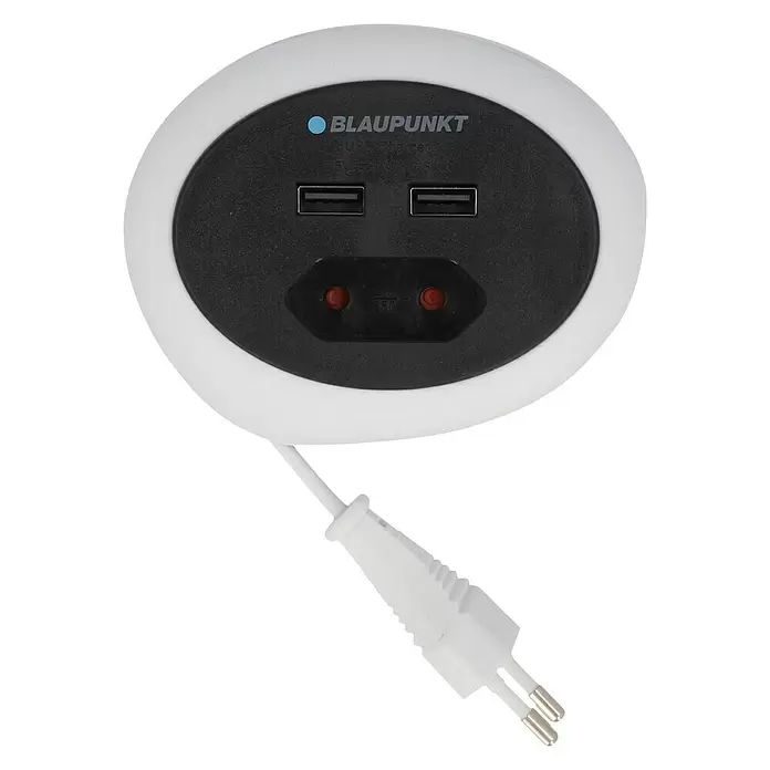 Blaupunkt Steckdosenleiste - Weiß/Schwarz, Kabellänge: 1,2 m, 2 USB-Anschlüsse - Draufsicht