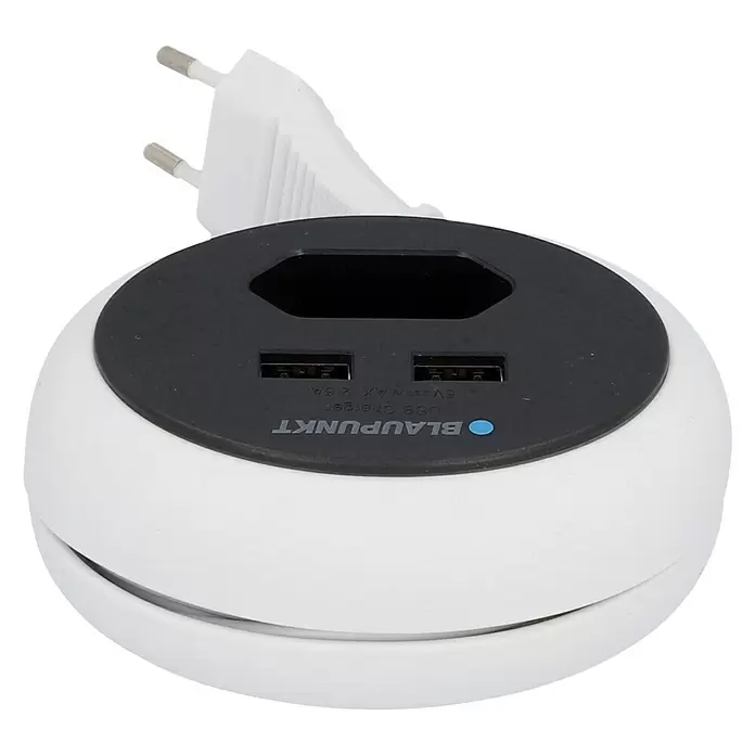 Blaupunkt Steckdosenleiste - Weiß/Schwarz, Kabellänge: 1,2 m, 2 USB-Anschlüsse - Vorderansicht