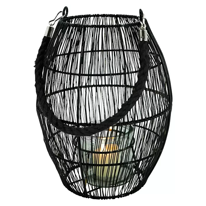 Windlicht - Ø x H: 19 x 25 cm, Schwarz - Vorderansicht