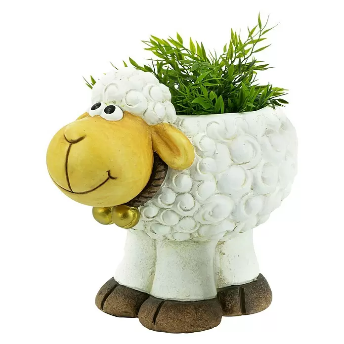 Deko-Schaf - L x B x H: 40 x 33 x 27 cm, Bepflanzbar - Diagonale Ansicht