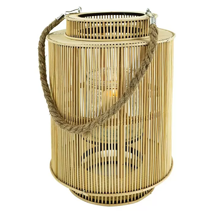 Laterne Bambus - Natur, Ø x H: 25 x 35 cm - Vorderansicht