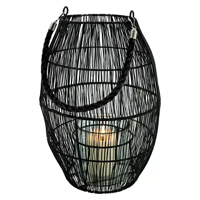 Windlicht - Ø x H: 21 x 30 cm, Schwarz - Vorderansicht