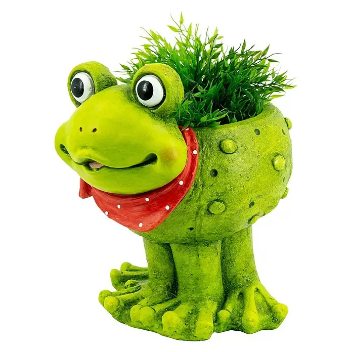 Deko-Frosch - L x B x H: 37 x 35 x 28 cm, Bepflanzbar - Diagonale Ansicht
