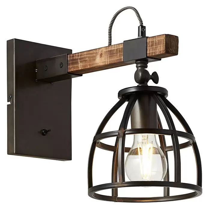 Brilliant Matrix Wood Wandlamp - l x b x h: 18 x 35 x 28 cm - Diagonaal zicht