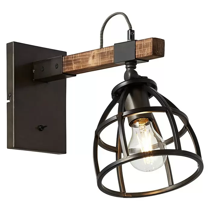 Brilliant Matrix Wood Wandlamp - l x b x h: 18 x 35 x 28 cm - Diagonaal zicht