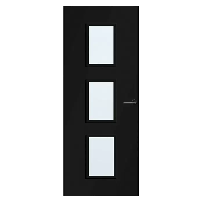 Solid Elements Binnendeur SE 4025 blank glas - 93 x 231,5 cm, Draairichting: Links, Zwart, Stomp, Volspaan - Vooraanzicht