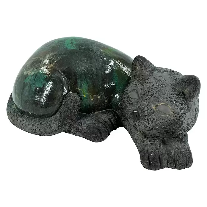Dekofigur Katze - L x B x H: 41 x 28,5 x 14,5 cm, Magnesia - Diagonale Ansicht
