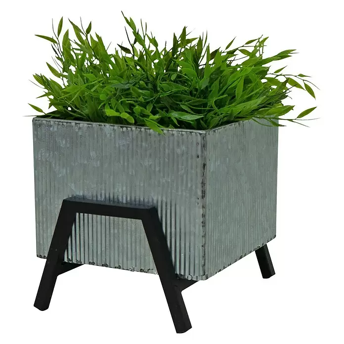 Pflanzkasten - Außenmaß (L x B x H): 20 x 20 x 23 cm, Metall, Grau - Diagonale Ansicht