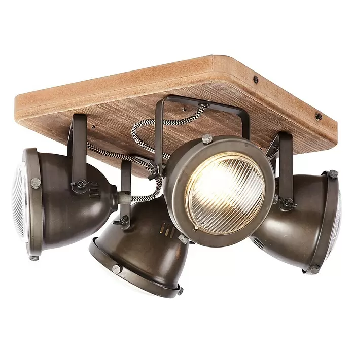 Brilliant Carmen Plafondspot Wood - l x b x h: 29 x 29 x 18 cm - Diagonaal zicht