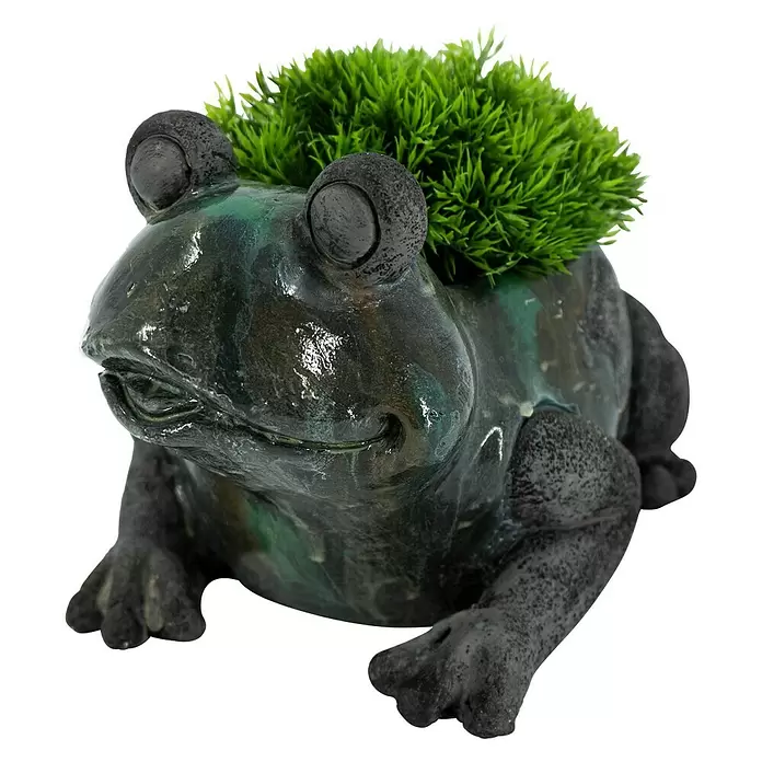 Dekofigur Frosch - L x B x H: 31 x 23 x 20 cm, Magnesia - Diagonale Ansicht