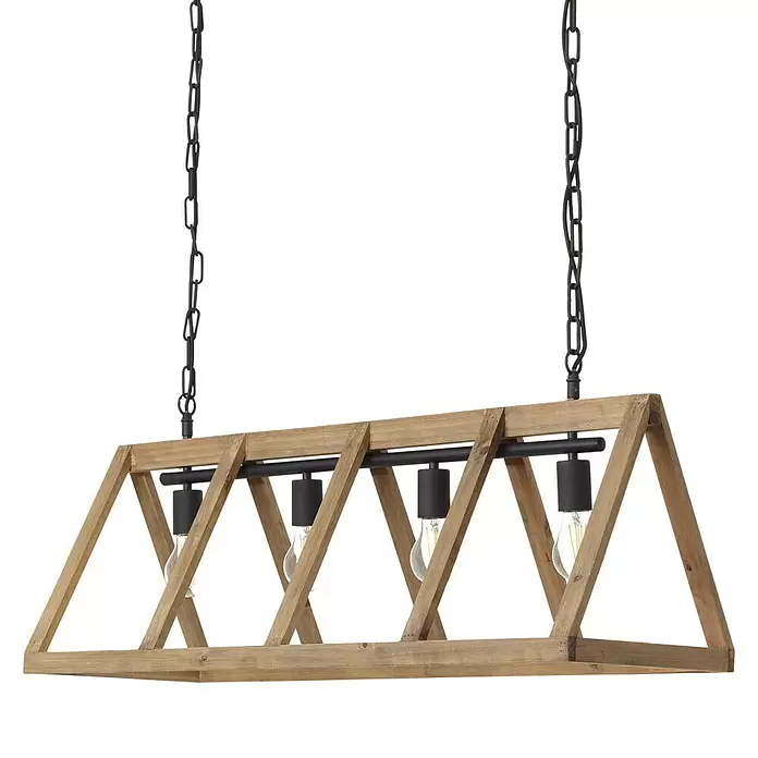 Brilliant Matrix Wood Hanglamp - l x b x h: 95 x 35 x 126 cm - Diagonaal zicht