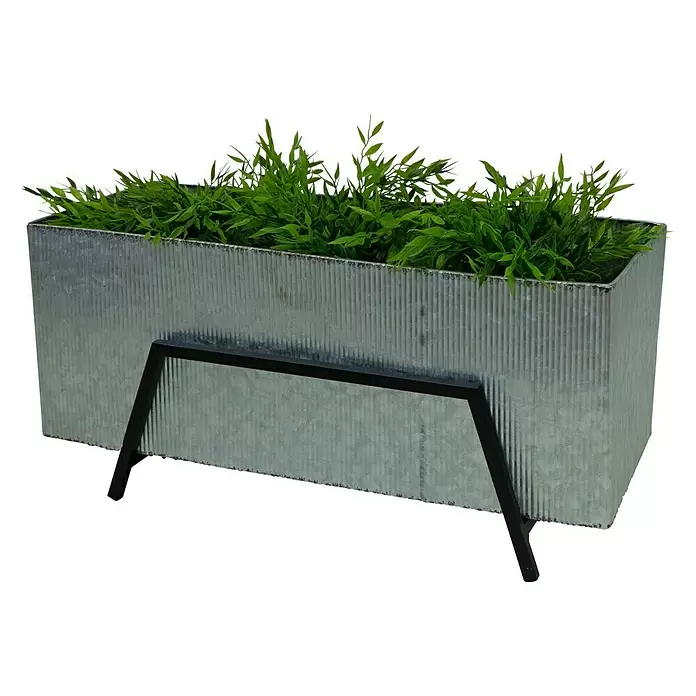 Pflanzkasten - Außenmaß (L x B x H): 60 x 28 x 28 cm, Metall, Grau - Diagonale Ansicht
